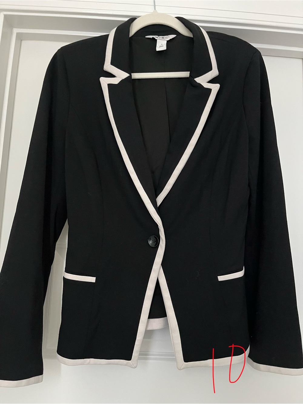 White House Black Market Black Blazer with White Trim Accents